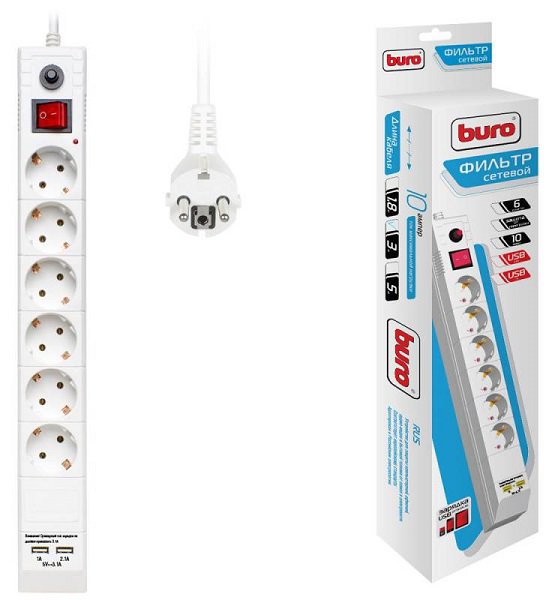  BURO BU-SP3_USB_2A-W																		 — описание, фото, цены в интернет-магазине PT Stores