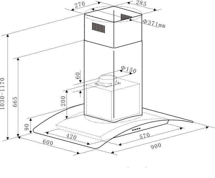 Купить Островная вытяжка MAUNFELD ANCONA PlusA (ISLA) 90 черный/черное стекло — Фото 2