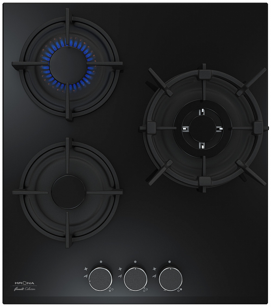 Газовая варочная панель KRONA FIERO 45 BL																		 — описание, фото, цены в интернет-магазине PT Stores