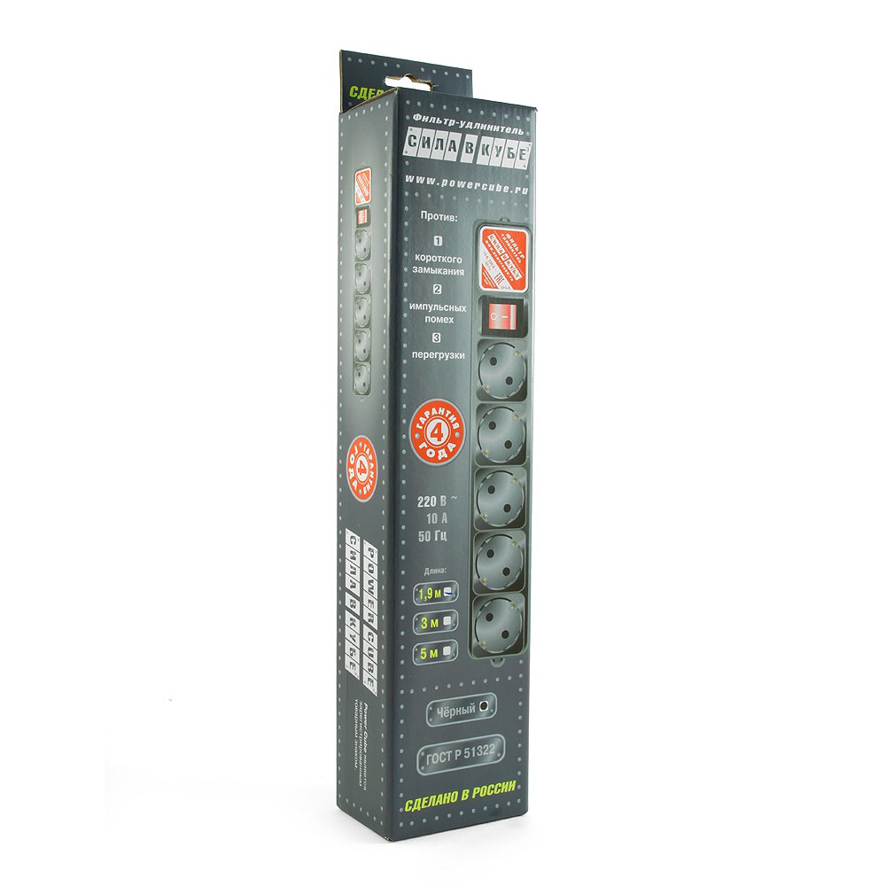 Купить  POWER CUBE B 1.9м 5 розеток черный — Фото 3