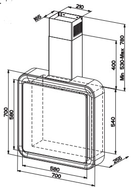 Купить Наклонная вытяжка FABER PYANA ARIES BN/BK A70 — Фото 3