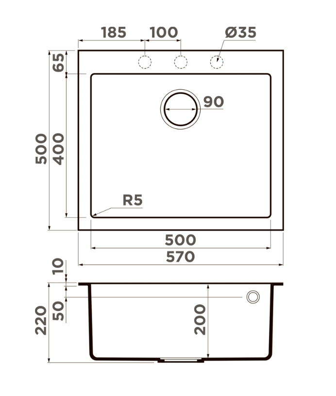 Купить Мойка OMOIKIRI Bosen 57A-GR Artceramic/Leningrad grey — Фото 2