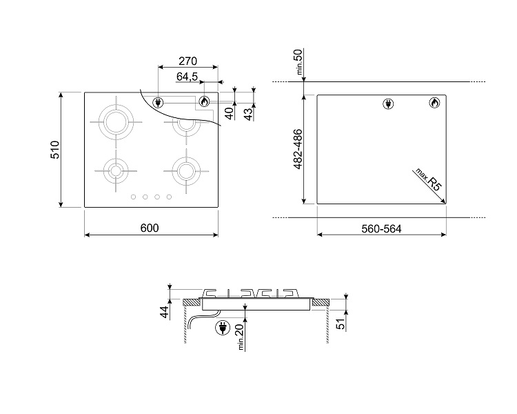 Купить Газовая варочная панель SMEG PXL664 — Фото 4
