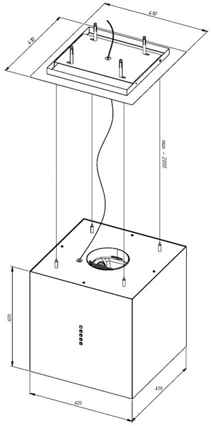 Купить Островная вытяжка AKPO WK-9 Фигур гласс 40 см. черный — Фото 2