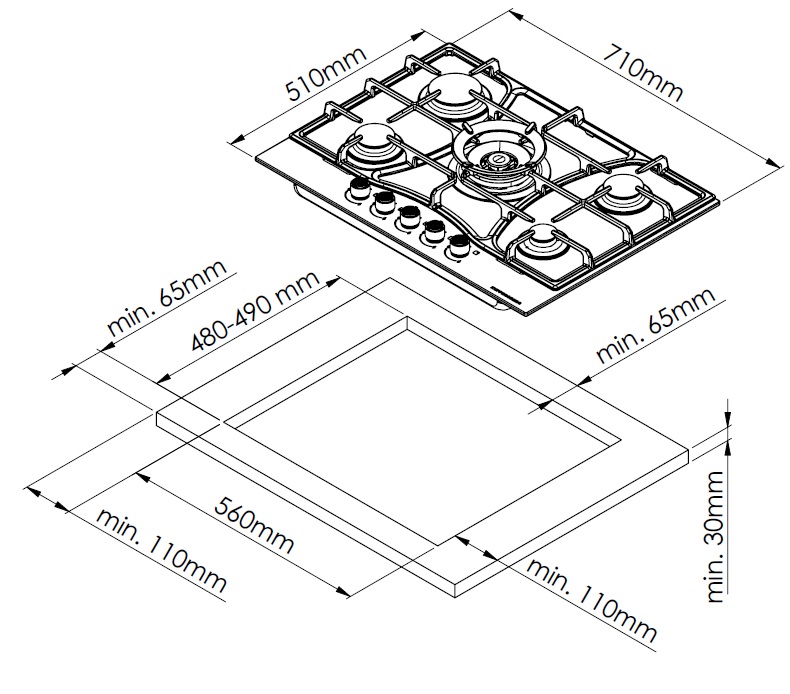 Купить Газовая варочная панель KUPPERSBERG FS 73 Ant — Фото 2