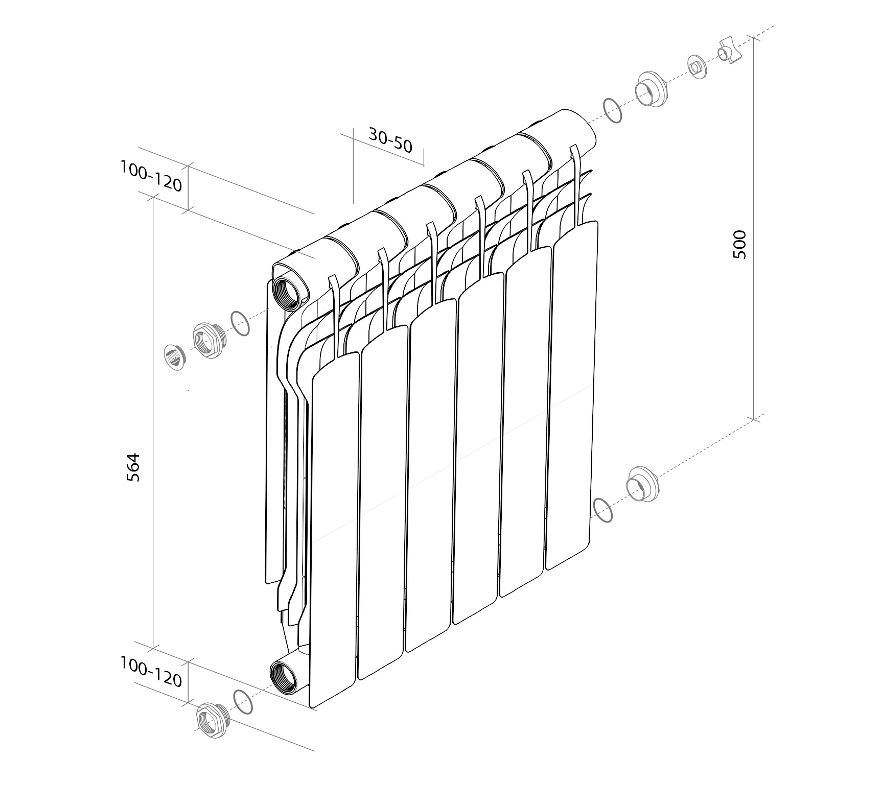 Купить Радиатор Royal Thermo Revolution Bimetall 350 - 8 секц. — Фото 4