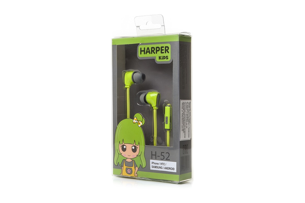 Наушники HARPER KIDS H-52 green																		 — описание, фото, цены в интернет-магазине PT Stores